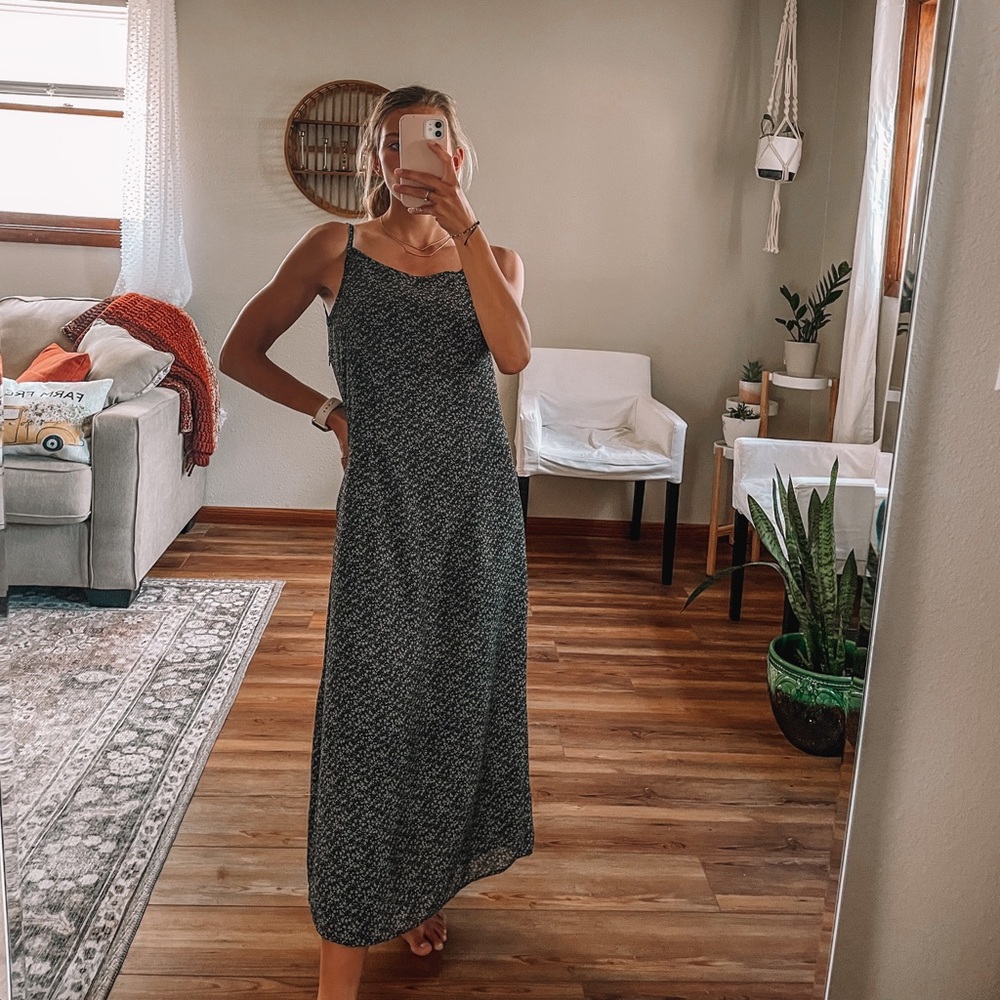 Vintage 90s long floral silk dress